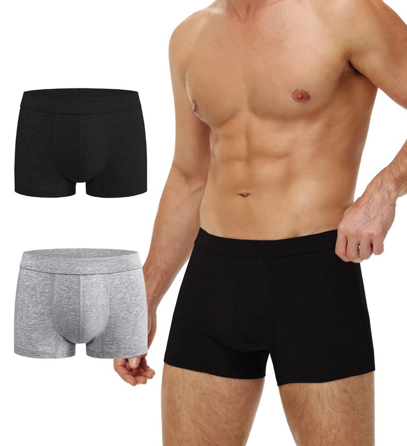Battewa Incontinence Underwear for Men Washable Briefs Light Absorbent Leak Proof Underwear Urine 50ml Mens Cotton Boxers Pack of 2BlackGrayMedium